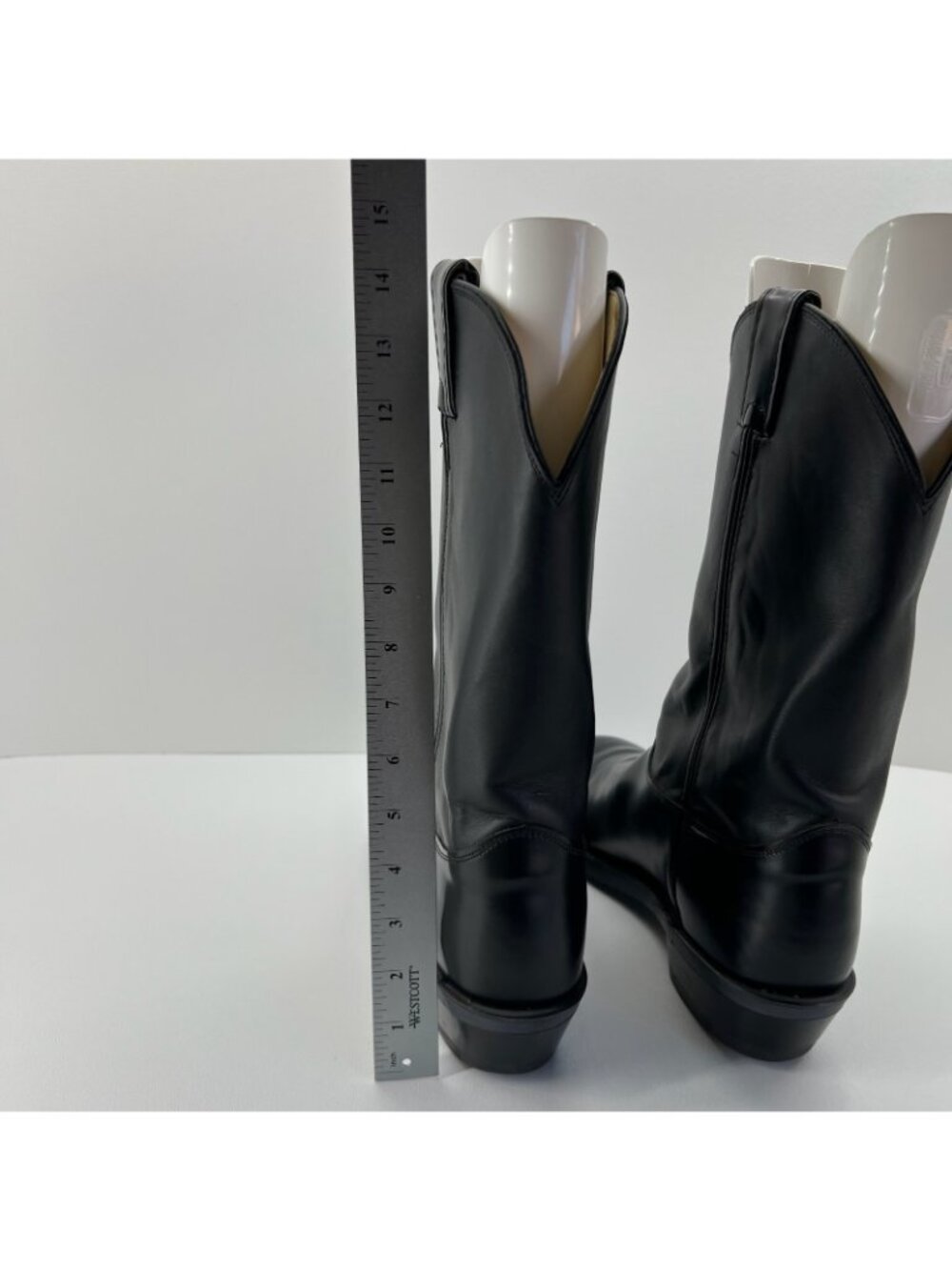Justin Tobias 3040 Trooper Western Boots Men 11.5D Vibram Pull On Black Leather - Picture 7 of 11